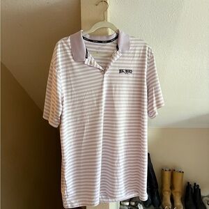 Nike Men's Striped Polo Shirt - Light Purple and White